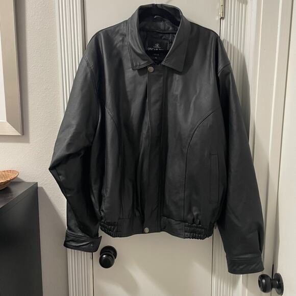 Vintage Oscar Piel Jacket Mens XL Black Leather Bomber Quilted Lined Classic - Picture 10 of 11